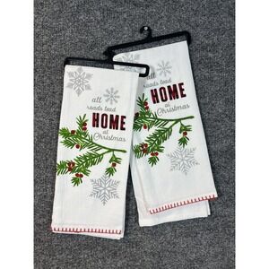 2-Flour Sack Towels 18"x28" All Roads Lead Home at Christmas NWT